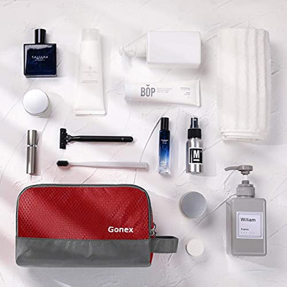 Gonex Travel Toiletry Bag Nylon, Shaving Bag Toiletry Organizer Red - color: Red