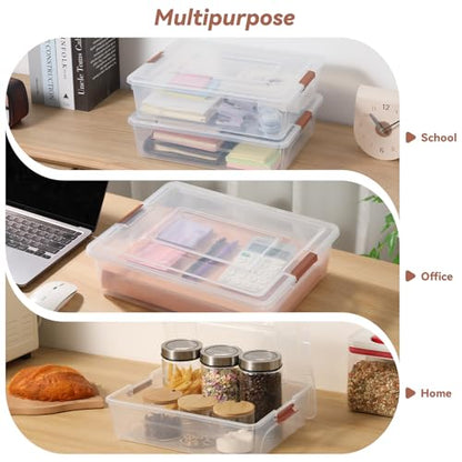 Clear Plastic Storage Bins with Lids Stackable Storage Box for Crafts, Supplies (Large 4Pack Brown) - size: Large 4Pack Brown