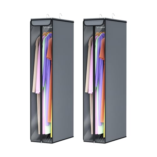 Univivi Garment Bags for Hanging Clothes 50", Hanging Garment Bags for Closet Storage with Large Clear Window, Garment Storage Bags for Suits, Coats, Dresses, 2 Pack - size: 50"-2PCS