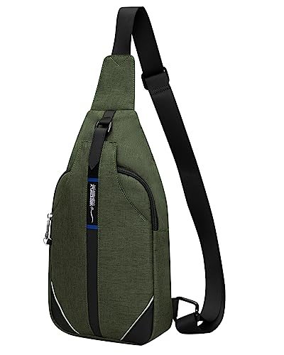 WATERFLY Medium Crossbody Sling Backpack Anti Theft Backpack for Traveling Chest Shoulder Bag - color: Army Green(medium)