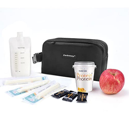 Cerbonny Small Lunch Bag, Freezable Lunch Bag, Small Cooler Bag, Insulated Mini Cooler Box with Ice Packs & Handle Buckle for Work Travel,Black - color: black-1