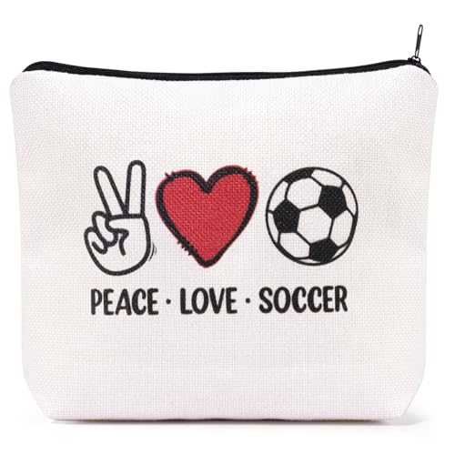 Frerdui Soccer Gifts Makeup Bag, Football Lovers Soccer Team Gifts, Perfect for Teen Grils, Birthday Christmas Gifts for Mom Friends Female, Ideal Gift for Travel, Soccer Stuff Accessories - style: Soccer Bag
