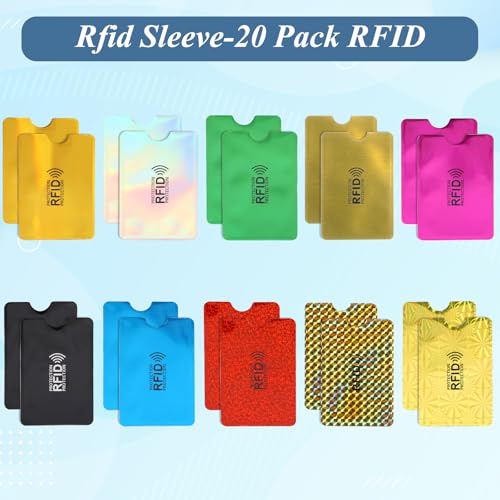 24 PCS RFID Blocking Sleeves for Credit Cards & Passports, 4 Passport Holders & 20pcs Credit Card Protector Sleeves for Travel, Protect Your Credits, Debit, and ID Cards
