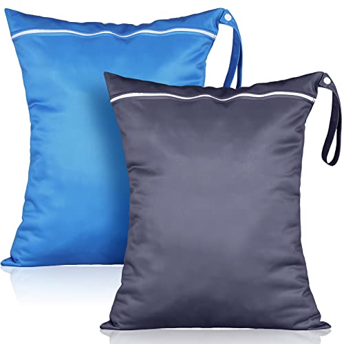 Shappy 2 Pack Large Travel Laundry Bags, Large Wet Dry Waterproof Dirty Clothes Bag for Suitcase, Swimsuit Beach Gym College Dorm Wet Bag(Solid Gray Blue) - style: Solid Gray Blue
