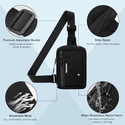 Small Sling Bag for Women Men Chest Bag Water Resistance Mini Crossbody Bag Adjustable Strap Lightweight Shoulder Bag - color: 01-black