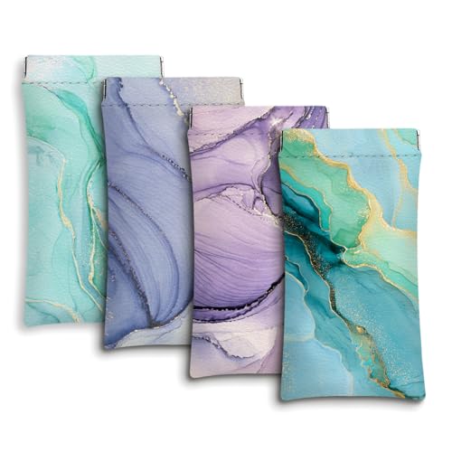 Eyeglasses Sunglasses Case PU Soft Squeeze Top Glasses Pouch for Women Men,Floral Pattern Portable Anti Scratch - color: Multicolor