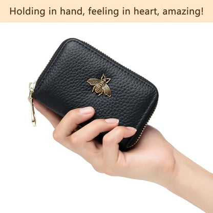 imeetu RFID Credit Card Holder, Small Leather Zipper Card Case Wallet for Women - color: Lite - Fuchsia, size: Lite
