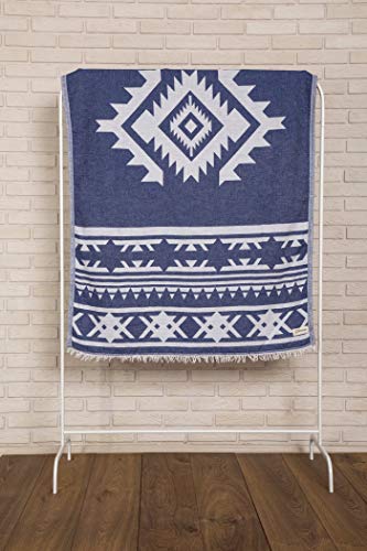 Bersuse 100% Cotton Cozumel Turkish Towel Beach Towel Bath Towel Dual Layer Peshtemal Beach Blanket Beach Essentials - 39x71 Inches, Dark Blue - color: Dark Blue3