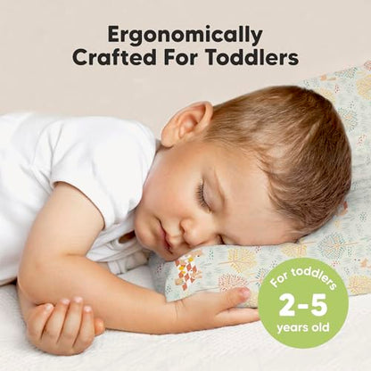 KeaBabies Organic Toddler Pillow with Pillowcase, Jumbo 14X20 - Soft Cotton Toddler Pillows for Sleeping - Machine Washable - Perfect for Travel, Toddler Bed Set (Wild Picnic) - color: Wild Picnic