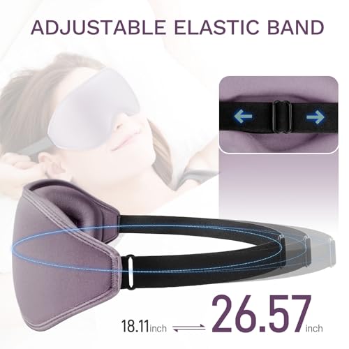 99% Fully Block Out Light Eye Sleep Mask, 3D Deep Contoured Eyes Cover Zero Pressure, Long Lash Extension Eyes Mask with Adjustable Straps for Sleeping Travel Home Nap Rest Women Men (Light Purple) - color: Light Purple