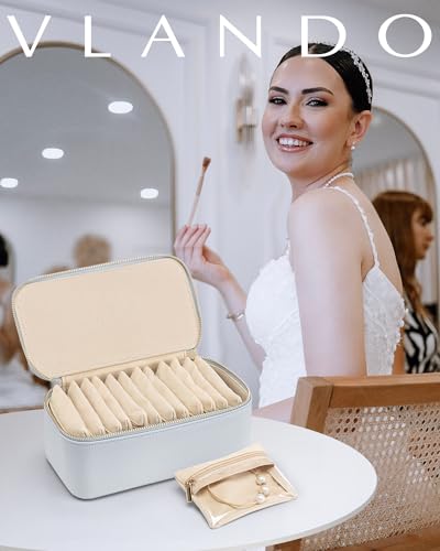Vlando Jewelry Travel Case,Travel Jewelry Organizer with Clear Velvet Jewelry Bags 12Pcs Zipper Pouch for Women Girls-Baby Blue - color: D.12PCS Baby Blue