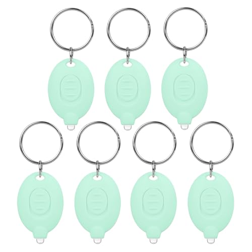 7 Pcs LED Keychain Flashlight Mini Keychain Light Bright Tiny Flashlight Small Portable Flashlight Battery Powered with Key Ring for Outdoor Activities And Emergency Lighting, Light Green Shells - color: Green, size: 7 PCS