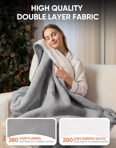 12V/24V Heated Car Blanket, Electric Blanket Flannel Heating Throw for Car, SUV, RV, Camping, 60" x 44", Hi/M/Lo Heating Settings, Auto-Off Timer,Grey - color: Grey
