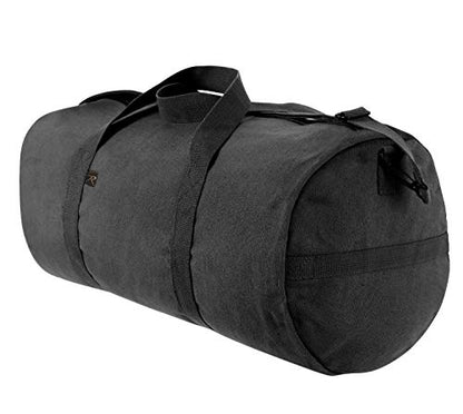 Rothco Heavy-Duty Canvas Shoulder Duffle Bag - Rugged Travel Gym Gear Equipment Bag - color: Black, size: 17 Inches