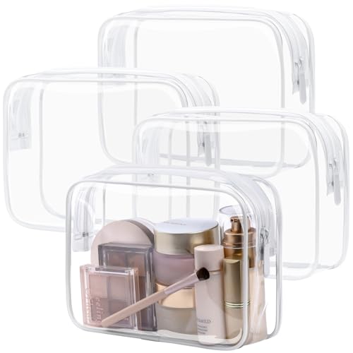 PACKISM TSA Approved Toiletry Bag 4 Medium - Quart Size Clear Makeup Bag for Carry On, Airport Security Compliant Clear Travel bag for Toiletries with Reinforced Seams, White - color: 4 Elegant White, size: Pure TSA Series (4 Medium)