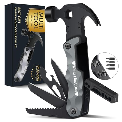 Fathers Day Dad Gifts from Daughter Son Wife, 13-in-1 Hammer Multitool, Cool Camping Accessories & Survival Tools, Unique Birthday Present Ideas Gifts for Men, Husband, Grandpa, Step Dad, Him - style: DAD GIFTS