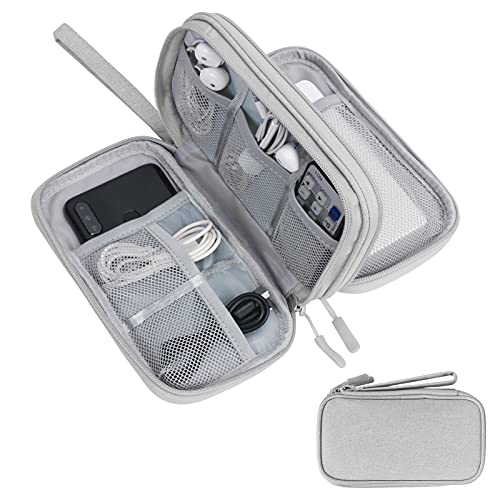 Skycase Electronic Organizer Travel Case - Waterproof Travel Cord Pouches for Organization, Cable Organizer, All-in-One Double Layers Storage Bag for Accessories, Charger, Cable, Grey - Large - color: Grey, size: Large