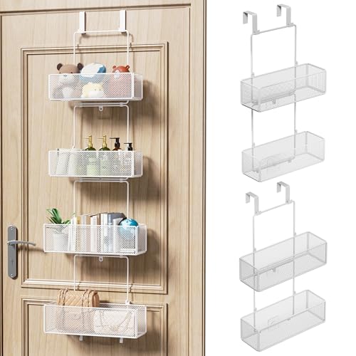 HapiRm Over Door Organizer Storage - Separable Door Organizer Hanging with 4 Metal Large Capacity Baskets for Bathroom Bedroom Kitchen Pantry Closet (White) - color: White, size: 4-Tier