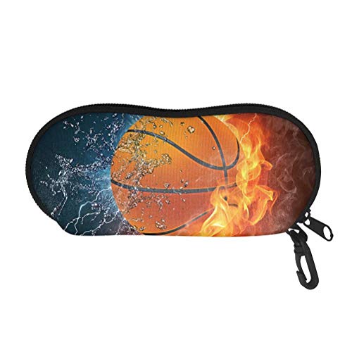 AFPANQZ Glasses Case with Carabiner Hanging Portable Neoprene Zipper Sunglasses Case Soft Lightweight - color: Basketball
