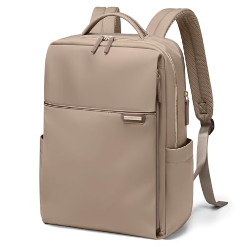 Laptop Backpack for Women, Work Business Traval Computer Backpacks with Laptop Compartment Waterproof Casual Daypack for Travel College,16Inch,Champagne Brown - color: Champagne Brown, size: 16 Inch