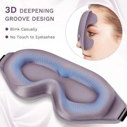 99% Fully Block Out Light Eye Sleep Mask, 3D Deep Contoured Eyes Cover Zero Pressure, Long Lash Extension Eyes Mask with Adjustable Straps for Sleeping Travel Home Nap Rest Women Men (Light Purple) - color: Light Purple