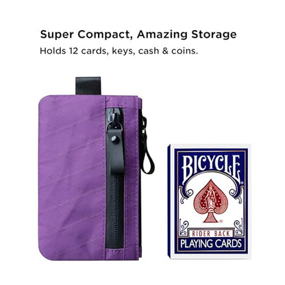 ALPAKA Zip Pouch Mulberry X-Pac VX21 - RFID-Blocking Small Cash and Card Zip Wallet with Carbon Neutral, Weatherproof Fabrics, EDC Pouch for Men Travel - color: Mulberry
