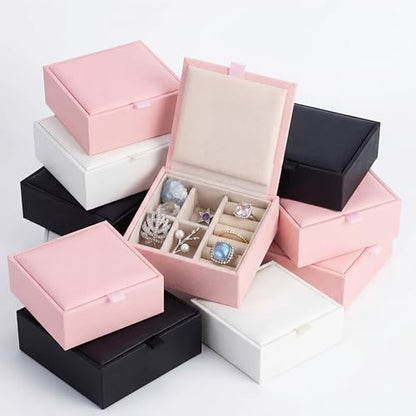 Nosiny 12 Pack Small Jewelry Gifts Box Bridesmaid Gifts Bulk Travel Jewelry Storage Case Portable Flip Cover PU Leather Mini Gift Boxes for Rings Earrings Necklace for Women Girl Wedding Birthday