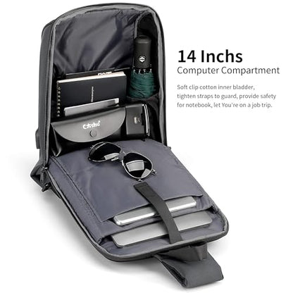 Kingsons 13" Anti-Theft Laptop Sling Backpack. Waterproof nylon, USB port. Ideal for travel, hiking, camping. (FG6301-Grey) - color: Fg6301-grey