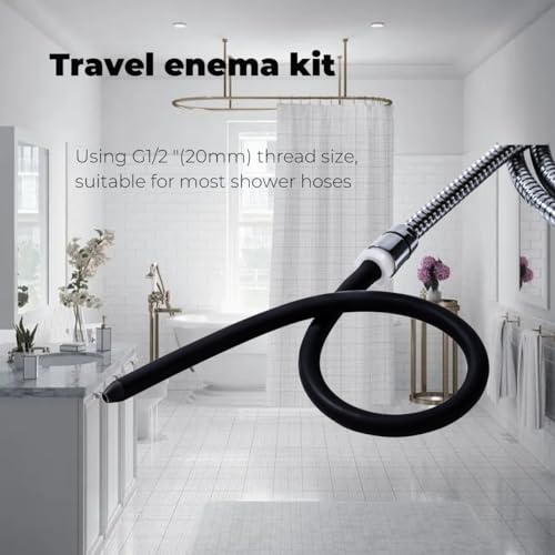 Portable Travel Enema Kit Can Connect Most Water Bottles and Shower Hoses, Silicone Nozzle and 2 Adapter Sizes