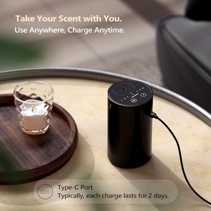 Airversa Waterless Essential Oil Diffuser Starter Kit with 4 x 10mL Hotel Scent Fragrance Oil, Battery Operated Mini Scent Air Machine Portable Diffuser for Home Car Office, AN8 Kit White - color: A White