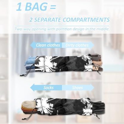Tropical Palm Tree Travel Packing Cubes Set (7 Piece) - Essential Bag for Clothes Shoes Cosmetics Toiletry - Perfect Business Trip Accessories - color: Black-6