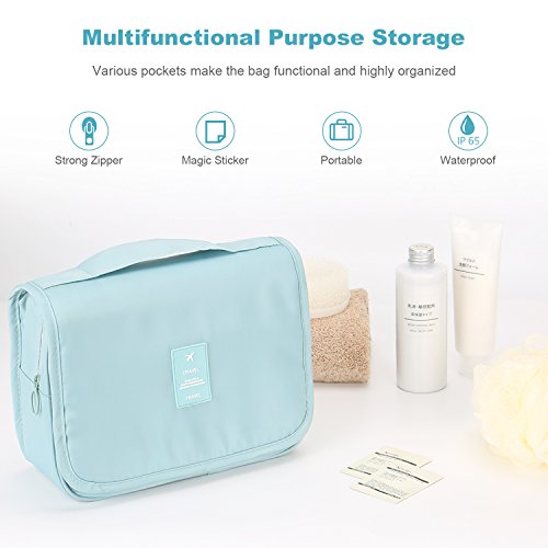 Mossio Hanging Toiletry Bag - Large Cosmetic Makeup Travel Organizer for Men & Women with Sturdy Hook - color: Polka Dot