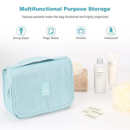 Mossio Hanging Toiletry Bag - Large Cosmetic Makeup Travel Organizer for Men & Women with Sturdy Hook - color: White Cactus