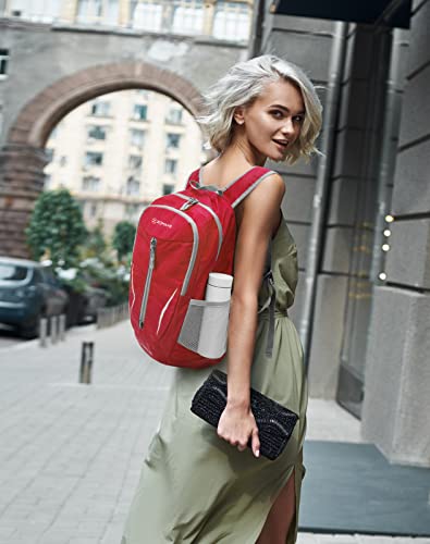 ZOMAKE Ultra Lightweight Packable Backpack 25L, Foldable Hiking Backpacks Water Resistant Small Folding Daypack for Travel(Red) - color: Red