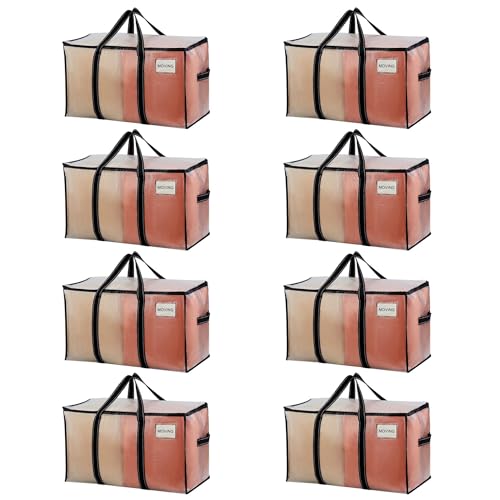 VENO 8 Pack Clear Moving Bags Heavy Duty, 90L Extra Large Transparent Storage Bags, 50lbs Loads, Zippers, Handles & Tag, Moving Boxes Alternative for College Dorm Essentials, Closet - color: Clear, size: 8 Pack