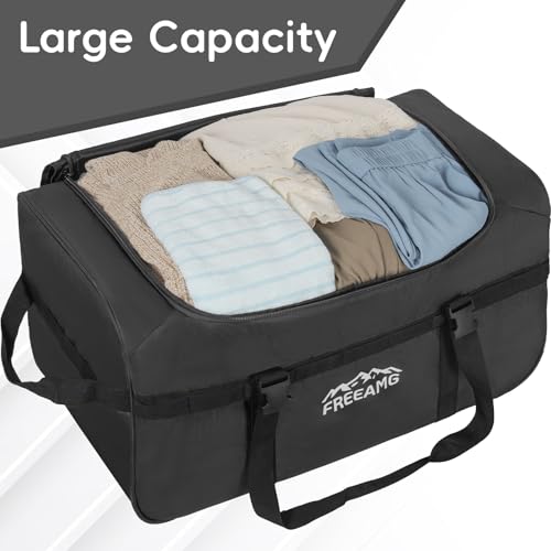 120L Foldable Rolling Duffel Bag with 3 Wheels And Handle, 30 inch Large Travel Duffle Bag for Travel, Camping, Outdoors - color: Black
