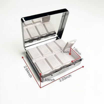 Travel Pill Organizer Small Pill Case for Purse Essentials 7 Days Cute Pill Box with Mirror Portable Pill Box for Pocket or Purse Pill Containe Travel Gifts (Stained Glass Hummingbird)