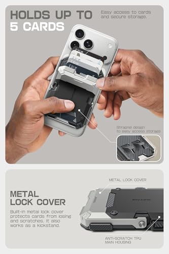 SUPCASE for MagSafe Wallet with Stand, Magnetic Wallet for Men, [Hold 5 Cards] [Adjustable Stand] [RFID Blocking] Phone Stand Credit Card Holder Tripod for iPhone 17/16/15/14/13/12 Series, Silver - color: Silver