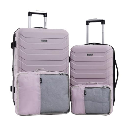 Wrangler 4 Piece Miami Luggage and Packing Cubes Set, Burnished Lilac - color: Burnished Lilac, size: 4 Piece Set