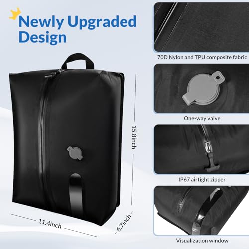 Reusable TPU Travel Vacuum Compression Bags - Waterproof Space Saver Bags for Luggage, Suitcase, Backpack, Storage Organizer (No Pump Required, 2 Pack, Black) - color: Black