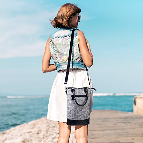 Tirrinia Insulated Wine Gift Carrier Tote - Travel Padded 2 Bottle Wine/Champagne Cooler Bag for Portable Wine Bottle Carrying Case, Women Men Event party, Gift for Wine Lovers - color: Grey