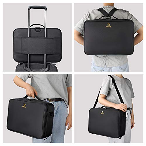 MONSTINA Large Makeup Case, 3 Layers Makeup Bag Cosmetic Organizer Brush Bag Barber Train Case Makeup Artist Box for Hair Curler Hair Straightener Brush Set and Cosmetics - color: A Black, size: Large