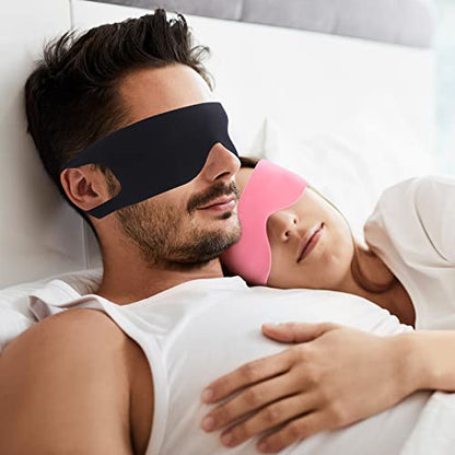 FRESHME Zero Pressure Sleep Mask - Lightweight Breathable Blockout Eye Mask for Sleeping with Ear Hanging Elastic Strap for All Sleep Positions Men Women Soft and Comfortable Black Eye Blinder Travel - color: Black