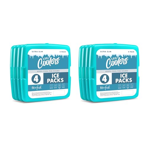 Cool Coolers by Fit + Fresh, Reusable & Long-Lasting Slim Ice Packs, Cold Packs for Lunch Boxes, Ice Packs for Lunch Bags, Green 8 Pack - color: Green (8 Pack)