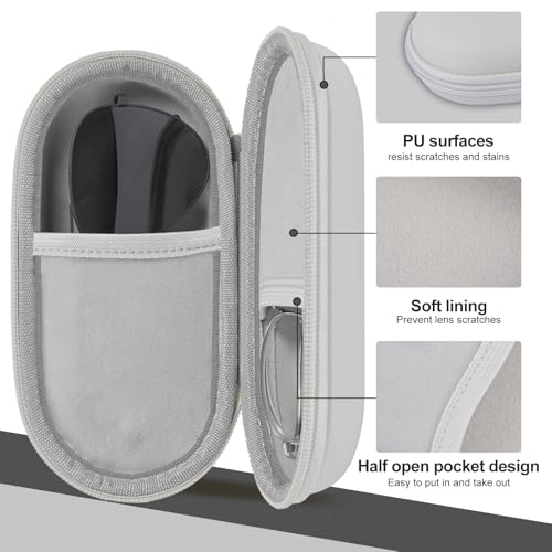 Double Glasses Case,Dual Eyeglasses & Sunglasses Organizer with Clip Zipper Closure for Travel 2 Pairs Storage Box - color: Gray