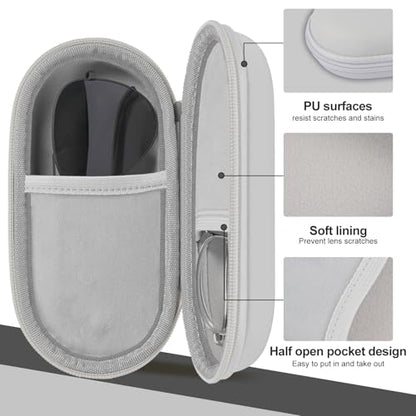 Double Glasses Case,Dual Eyeglasses & Sunglasses Organizer with Clip Zipper Closure for Travel 2 Pairs Storage Box - color: Gray