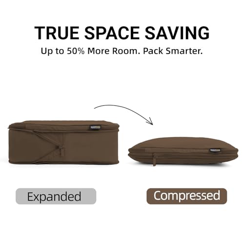 4 Piece Compression Packing Cubes for 3–7 Day Travel, Space Saving Travel Organizers with Breathable Mesh, Double-Zipper Packing Cubes for Carry-On & Suitcases (Gray) - color: Gray