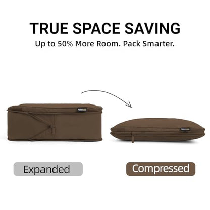 4 Piece Compression Packing Cubes for 3–7 Day Travel, Space Saving Travel Organizers with Breathable Mesh, Double-Zipper Packing Cubes for Carry-On & Suitcases (Gray) - color: Gray