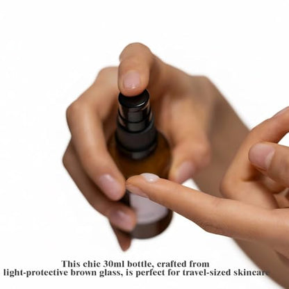 6Pack 30ml Amber Glass Pump Bottle with Black Top,1oz Small Dispenser, Travel Size Refillable Botttles for Lotions,Sercums,Essential Oils - color: 1oz Amber(6pcs)