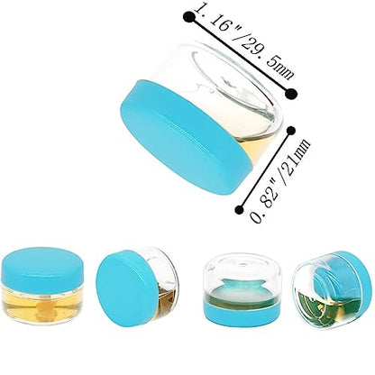 5 Gram Sample Containers with Lids, Mini Makeup Containers, Empty Plastic Travel Cosmetic Containers with Labels(25 Count, Blue Lid) - color: Blue